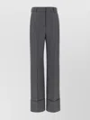 Valentino Garavani Wide-leg Virgin Wool Trousers With Maxi Turn-up In Black