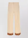 Valentino Wool Trousers With Embroidered Hem And Wide Leg
