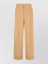 Valentino Wide-leg Trousers With Cuffed Hem And Pleats