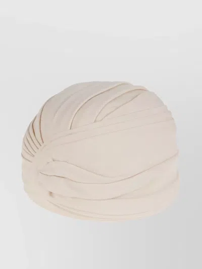Valentino Garavani Wool Turban Pleated Soft Texture In Blanco