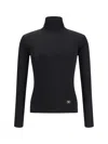 Valentino Turtleneck Long-sleeve Knit Sweater In Black
