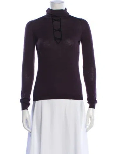 Pre-owned Valentino Wool Turtleneck Sweater In Purple