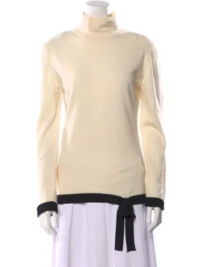 Pre-owned Valentino Wool Turtleneck Sweatshirt In White