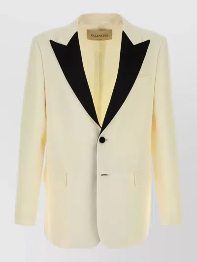 Valentino Wool Tuxedo Blazer Tailored Fit Single Breasted In Yellow