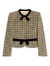 Valentino Womens Multicolor. Tweed Cropped Woven Jacket In Brown