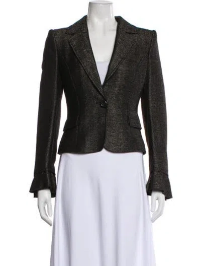 Pre-owned Valentino Wool Tweed Pattern Blazer In Black