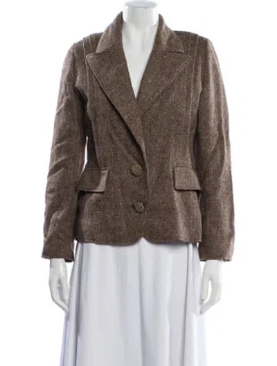Pre-owned Valentino Wool Tweed Pattern Blazer In Brown
