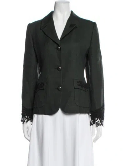 Pre-owned Valentino Wool Tweed Pattern Blazer In Green