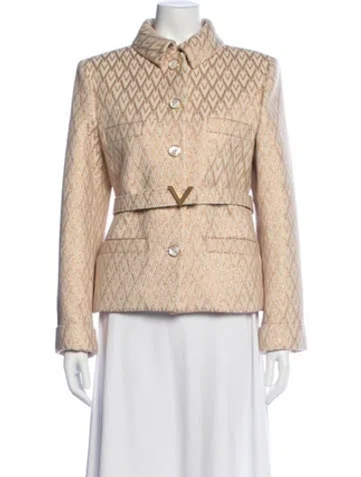 Pre-owned Valentino Wool Tweed Pattern Blazer In Neutral