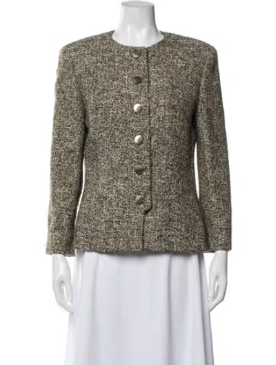 Pre-owned Valentino Wool Tweed Pattern Blazer In Neutral