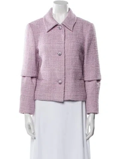Pre-owned Valentino Wool Tweed Pattern Blazer In Purple