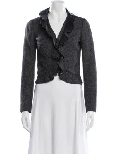 Pre-owned Valentino Wool Tweed Pattern Evening Jacket In Black