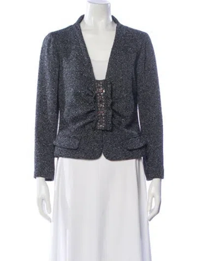 Pre-owned Valentino Wool Tweed Pattern Evening Jacket In Gray