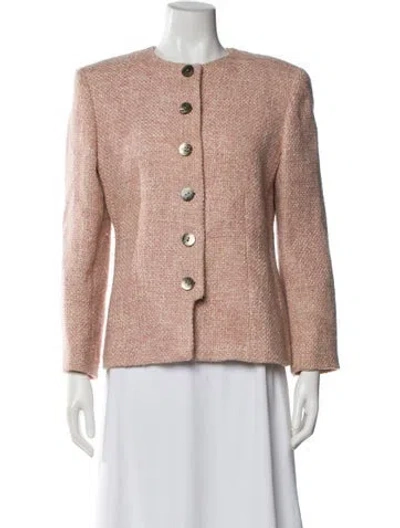 Pre-owned Valentino Wool Tweed Pattern Jacket In Pink