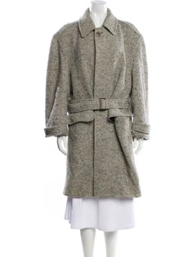Pre-owned Valentino Wool Tweed Pattern Trench Coat In Multi