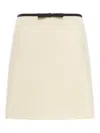 Valentino Wool Tweed Skirt With Bow In Neutral