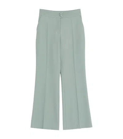 Valentino Wool Twill Flared Trousers In Green
