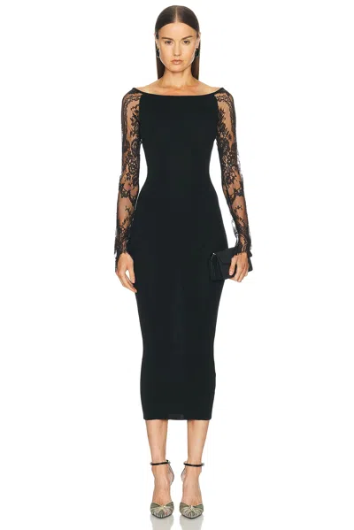 Valentino Wool Viscose Midi Dress In Nero