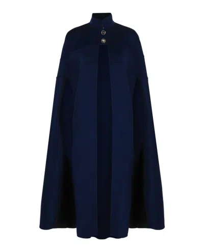 Valentino Wool Vlogo Cape In Blue