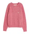 Valentino Crewneck Wool Jumper With Vlogo Embroidery In Red