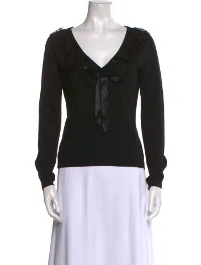 Pre-owned Valentino Wool V-neck Sweater In Black