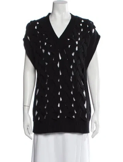 Pre-owned Valentino Wool V-neck Sweater In Black