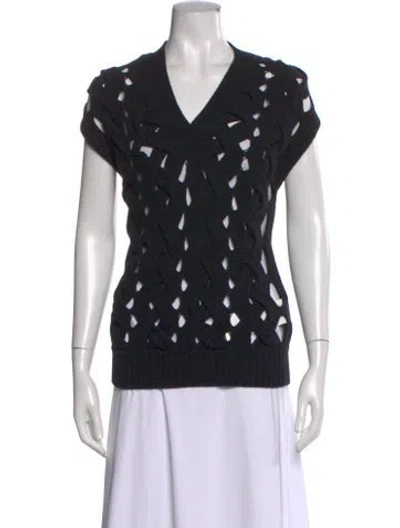Pre-owned Valentino Wool V-neck Sweater In Black