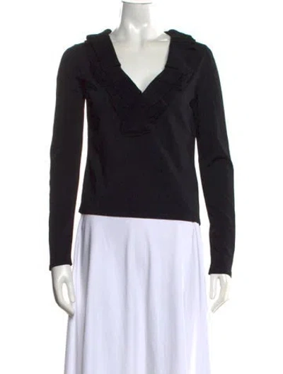 Pre-owned Valentino Wool V-neck Sweater In Black