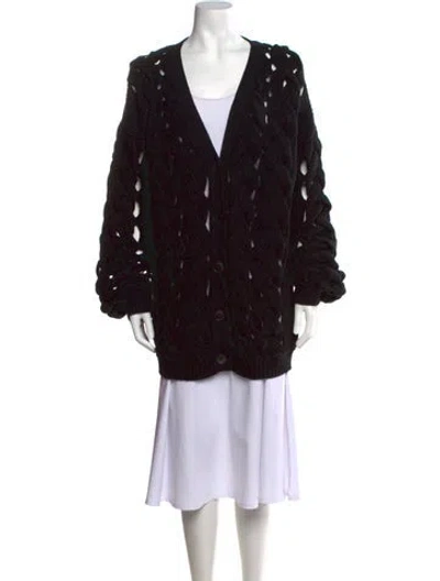 Pre-owned Valentino Wool V-neck Sweater In Black