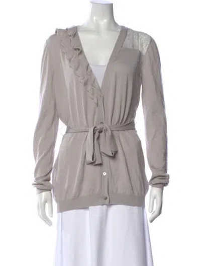 Pre-owned Valentino Wool V-neck Sweater In Gray