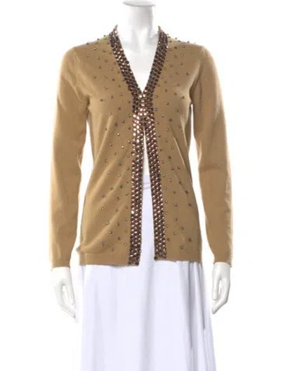 Pre-owned Valentino Wool V-neck Sweater In Neutral