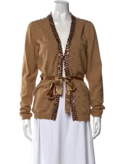 Pre-owned Valentino Wool V-neck Sweater In Neutral