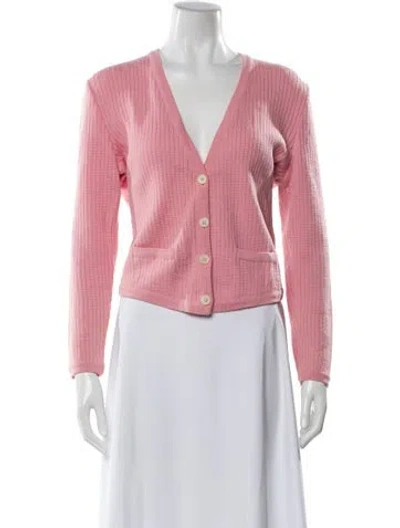 Pre-owned Valentino Wool V-neck Sweater In Pink