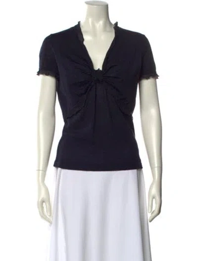 Pre-owned Valentino Wool V-neck Top In Blue