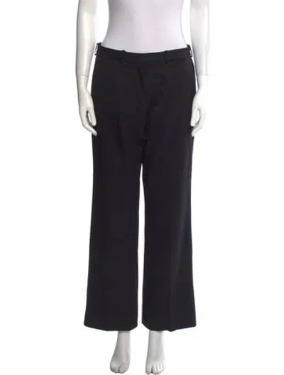Pre-owned Valentino Wool Wide Leg Pants In Black