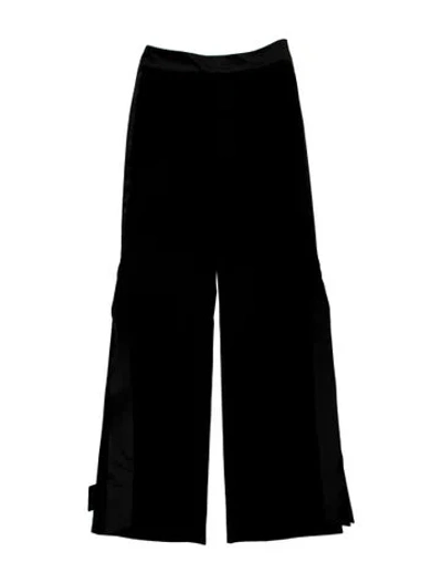 Pre-owned Valentino Wool Wide Leg Pants In Black