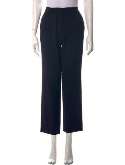 Pre-owned Valentino Wool Wide Leg Pants In Black