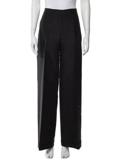 Pre-owned Valentino Wool Wide Leg Pants In Black
