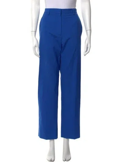 Pre-owned Valentino Wool Wide Leg Pants In Blue