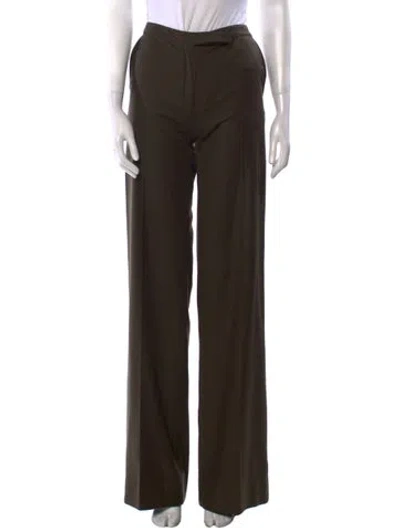 Pre-owned Valentino Wool Wide Leg Pants In Brown