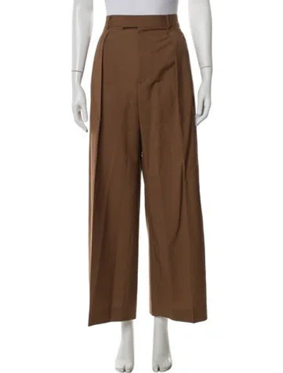 Pre-owned Valentino Wool Wide Leg Pants In Brown