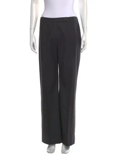 Pre-owned Valentino Wool Wide Leg Pants In Gray