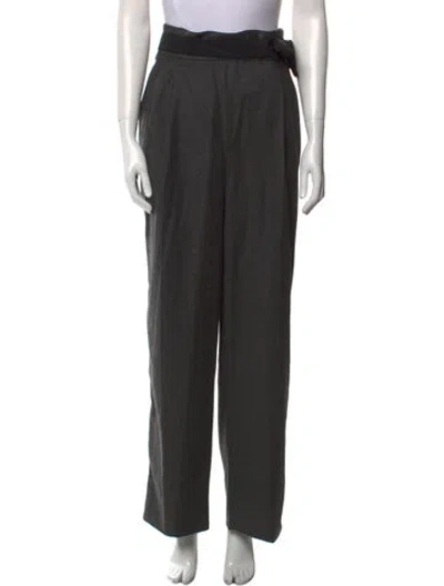 Pre-owned Valentino Wool Wide Leg Pants In Gray