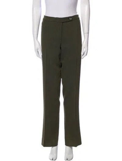 Pre-owned Valentino Wool Wide Leg Pants In Green