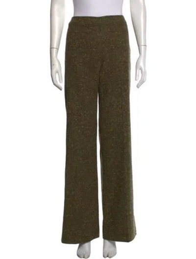 Pre-owned Valentino Wool Wide Leg Pants In Green