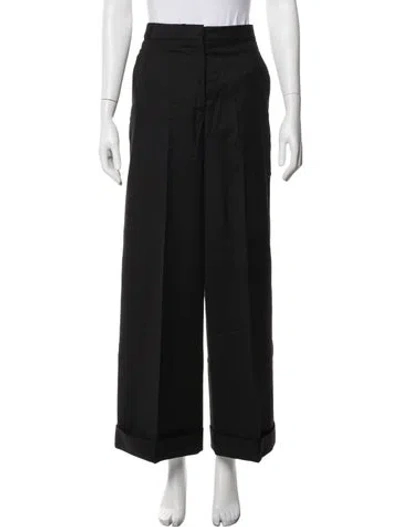 Pre-owned Valentino Wool Wide Leg Pants In Grey