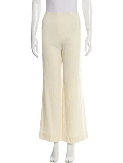 Pre-owned Valentino Wool Wide Leg Pants In Neutral