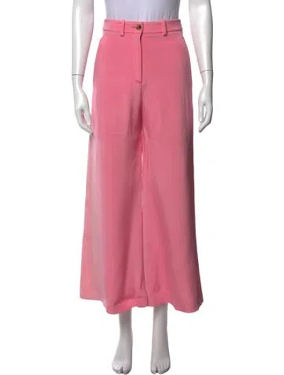 Pre-owned Valentino Wool Wide Leg Pants In Pink