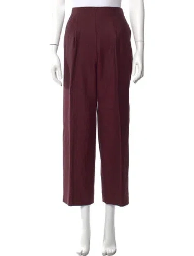 Pre-owned Valentino Wool Wide Leg Pants In Red