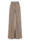 Valentino High Waist Wide Leg Trousers With Pleats In Brown